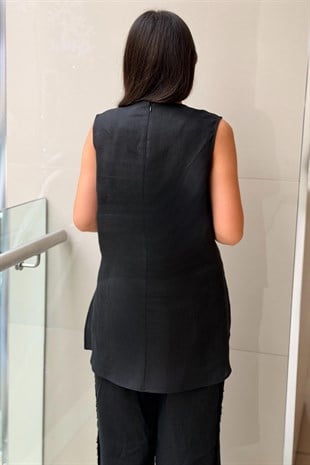 Missdalida Kolsuz Düz Renk Keten İçlik Tunik