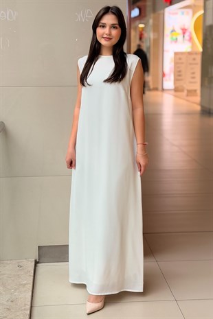 White Corner İthal Krep Kolsuz İçlik Elbise