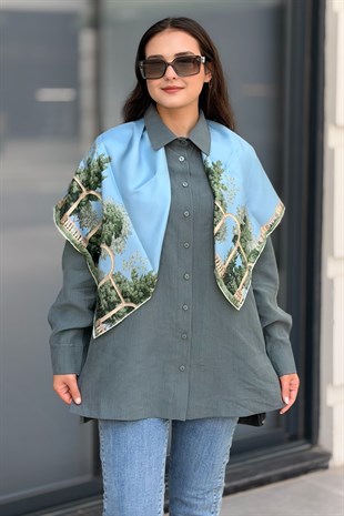 Mahal Miya Çift Cepli Oversize Gömlek