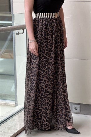 Mianotte Leopar Astarlı Şifon Pantolon