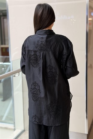 Ghisa Nakış İşlemeli Organze Gömlek Pantolon Takım