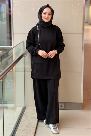 Nuss Fermuar Detaylı Tunik Pantolon Takım