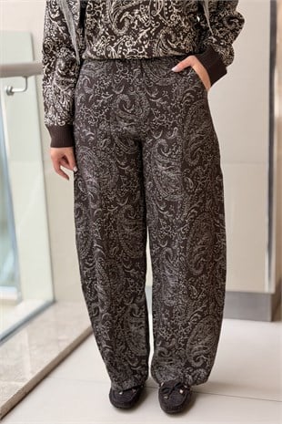 Twist Jakarlı Barrel Fit Pantolon