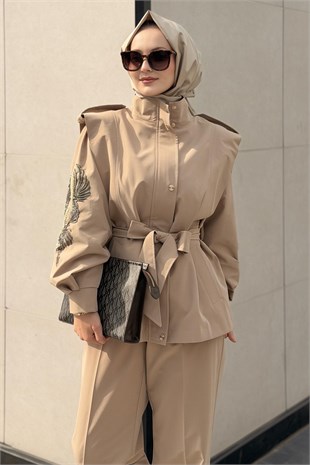 Matex Kolları Nakışlı Kap Pantolon Takım