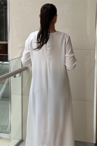White Corner İthal Krep Uzun Kollu İçlik Elbise