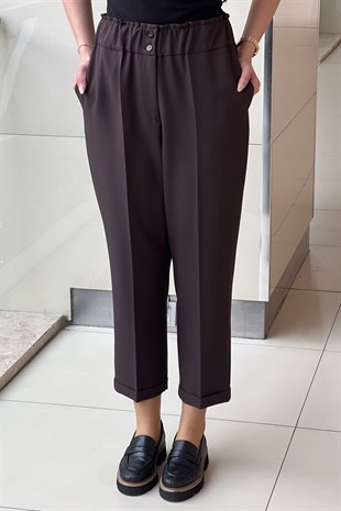 Sentez Beli Lastikli İnce Duble Paça Pantolon