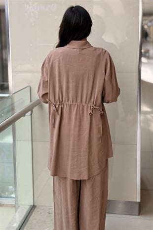 Nurcan Çetin Broş Detaylı Gömlek Pantolon Basic Takım
