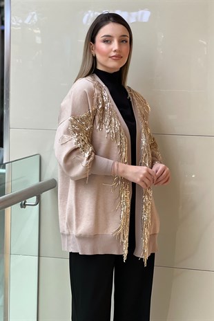 Ghisa Süslemeli Triko Detaylı Hırka