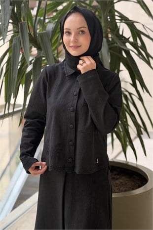 Missdalida Nakış Detaylı Crop Denim Ceket