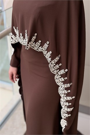 Fashion Night Taş İşlemeli İçli Dışlı Senti Krep Abiye