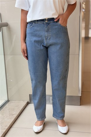 Fuat Gürşen Hotfix Baskılı Havuç Denim Pantolon