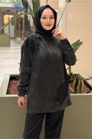Tığ Triko Dantel Aplikeli Tunik