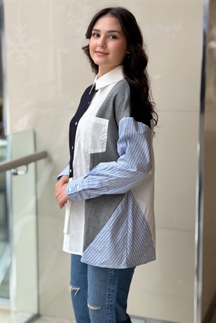 İpekyol Kumaş Mix Oversize Gömlek