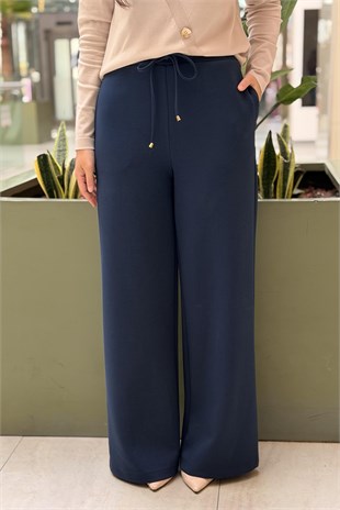 Sentez Jessica Kapak Cepli Geniş Paça Pantolon