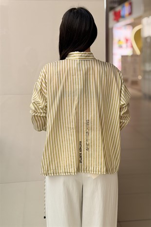 Twist Slogan Nakışlı Oversize Gömlek