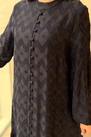 Nuss Zigzag Desenli Tam Boy Elbise