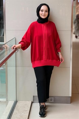 Ghisa Önü Büzgü Triko Detaylı Tunik