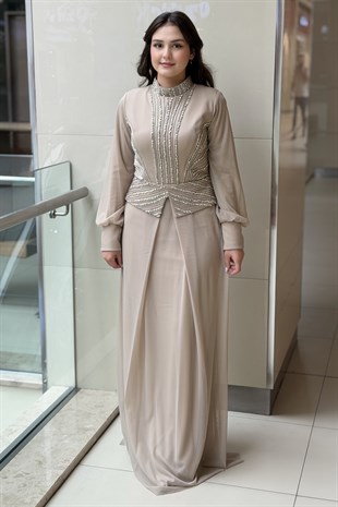 Fashion Night Taş İşlemeli Abiye Elbise