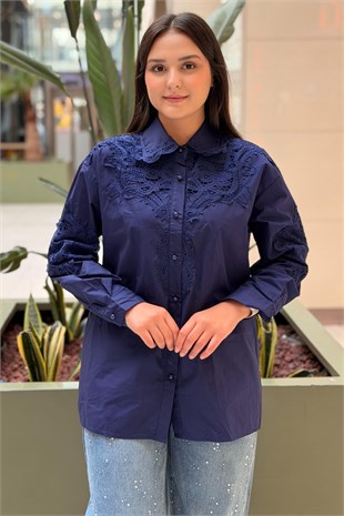 Ghisa Güpür Detaylı Pamuk Gömlek