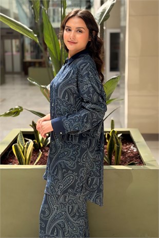 Ghisa Şal Desenli Gömlek Pantolon Takım