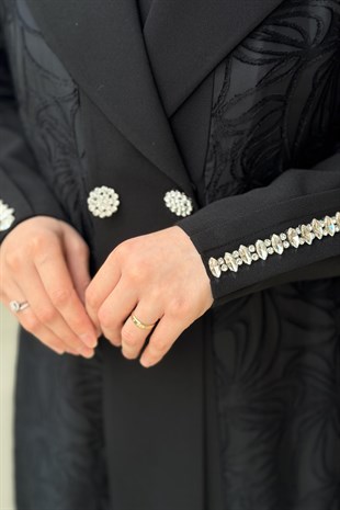 Matex Kruvaze Yaka İç Elbiseli Yakma İkli Abaya Takım
