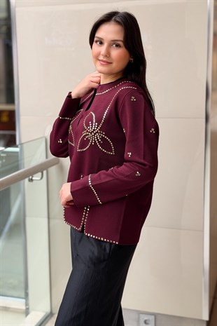 Ghisa Ayna Baskı İşlemeli Triko Hırka