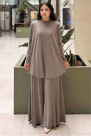 Nurcan Çetin Basic Tunik Nervürlü Pantolon Takım