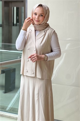 Tığ Triko Yelekli Etekli Rayon Takım