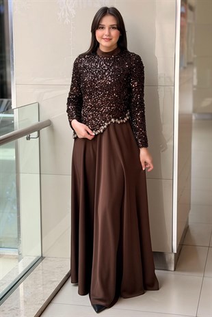 Matex Pul Payet Detaylı Kavis Abiye Elbise