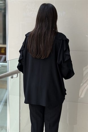 Ghisa Top Düğmeli Fırfırlı Gömlek