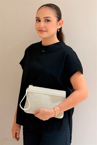 Mahal Bags Zigzag Desen Clutch Çanta