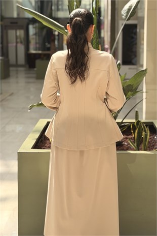 Ghisa Dik yaka Önden Çıtçıtlı Ceket Etek Takım