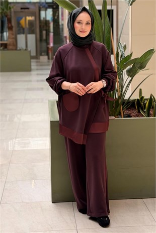 Nuss Kapaklı Çapraz Bağlı Tunik Pantolon Takım