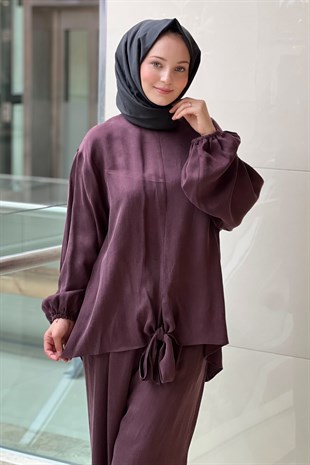 Ghisa Fiyonk Bağlı Tunik Bol Pantolon Takım