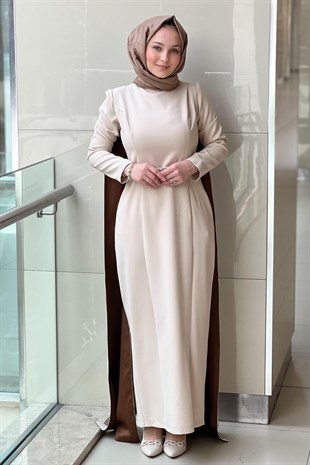 White Corner El İşi Taş İşlemeli Kaftan Abiye