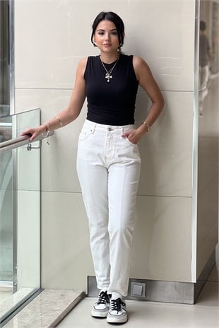 İpekyol Kontrast Dikişli Mom Fit Jean Pantolon
