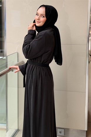 Nurcan Çetin Band Model Tam Boy Fermuarlı Ferace