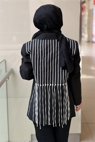 Kahma Kruvaze Yaka Çizgi Detaylı Ceket