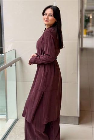 Nurcan Çetin Fermuarlı Toka Kemerli Kap Pantolon Takım