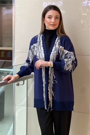 Ghisa Süslemeli Triko Detaylı Hırka