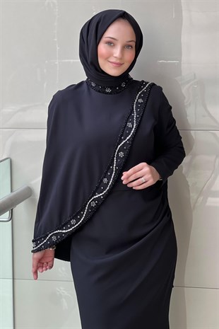 White Corner Taşlı Çıkarılabilir Kapaklı Balık Abiye