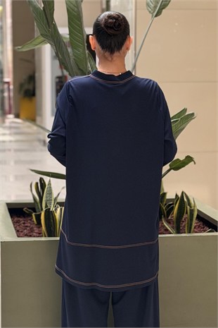 Heddy Sıfır Yaka Yarım Fermuarlı Tunik Pantolon Takım