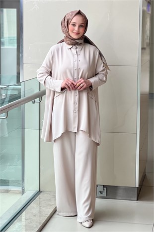 Ghisa Çift Düğme Detayli Gömlek Pantalon Takım