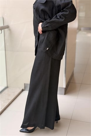 Missdalida Geniş Paça Keten Pantolon