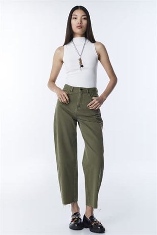 Twist Slogan Baggy Jean Pantolon