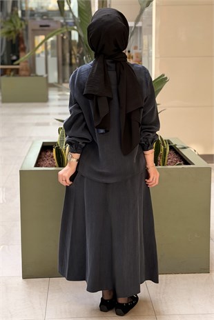 Nuss Nep Boncuk İşlemeli Gömlek Etek Takım
