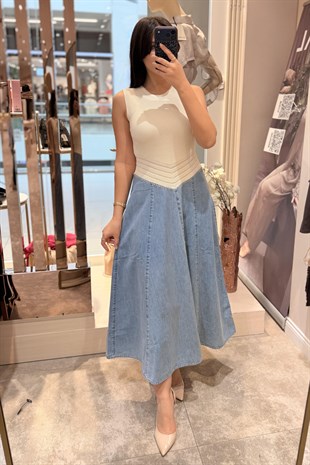 İpekyol Denim Ve Triko Mix Elbise