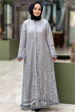 Gizay Kolları Ve Etek Ucu Fırfırlı Güpür Ferace