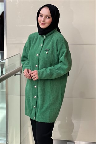 Nuss Önden Çıtçıtlı Basic Angora Hırka