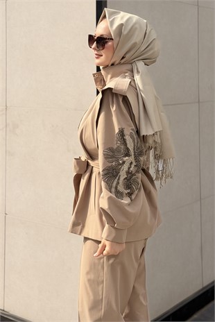 Matex Kolları Nakışlı Kap Pantolon Takım